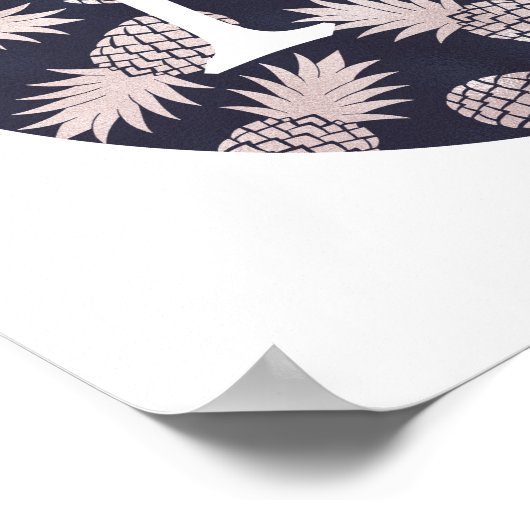 可愛いホイフェイクルバラ金ゴールドパイナップルモノグラム ポスター (角)