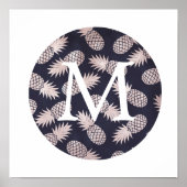 可愛いホイフェイクルバラ金ゴールドパイナップルモノグラム ポスター (正面)