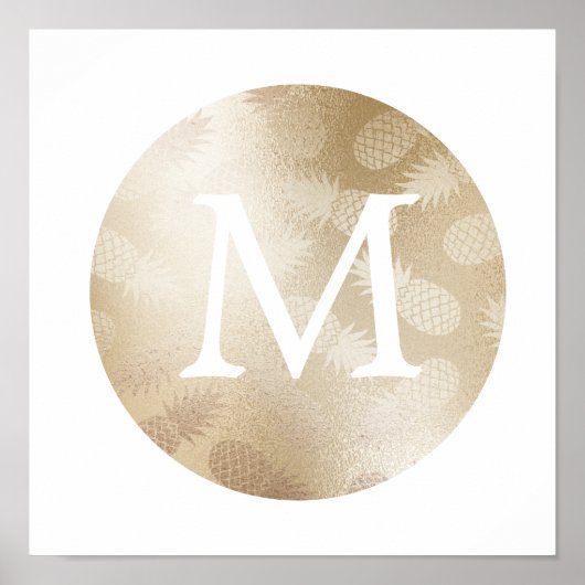 可愛いホイフェイクルバラ金ゴールドパイナップルモノグラム ポスター (正面)