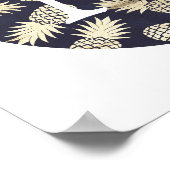 可愛いホイルフェイク金ゴールドパイナップルモノグラム ポスター (角)