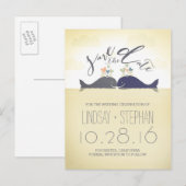 可愛いホエー航海のル夫婦が日付はがきを保存 案内ポストカード (正面/裏面)