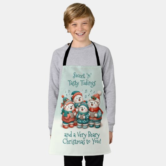 可愛いホッキョクグマの歌は非常に早いクリスマスを持っている! エプロン (着用した状態)