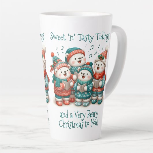 可愛いホッキョクグマの歌は非常に早いクリスマスを持っている! カフェラテマグ (右アングル)