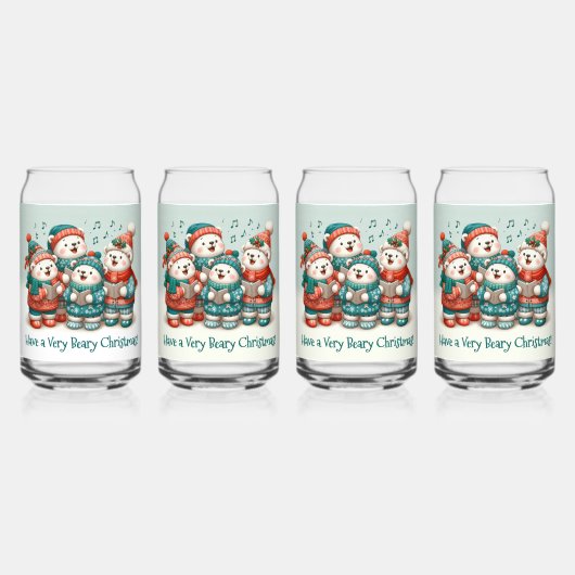 可愛いホッキョクグマの歌は非常に早いクリスマスを持っている！ ガラス缶 (裏面)