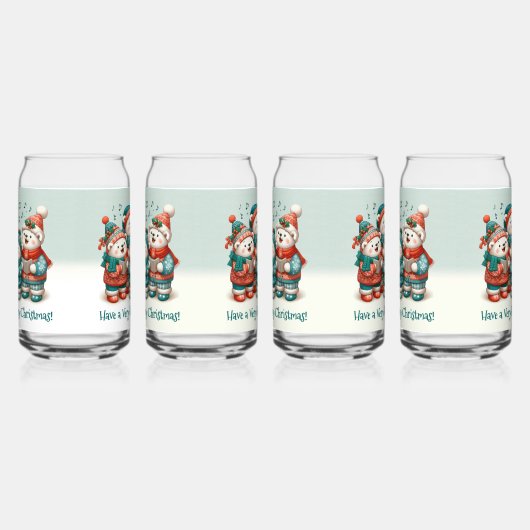 可愛いホッキョクグマの歌は非常に早いクリスマスを持っている！ ガラス缶 (右)