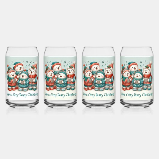 可愛いホッキョクグマの歌は非常に早いクリスマスを持っている！ ガラス缶 (正面)