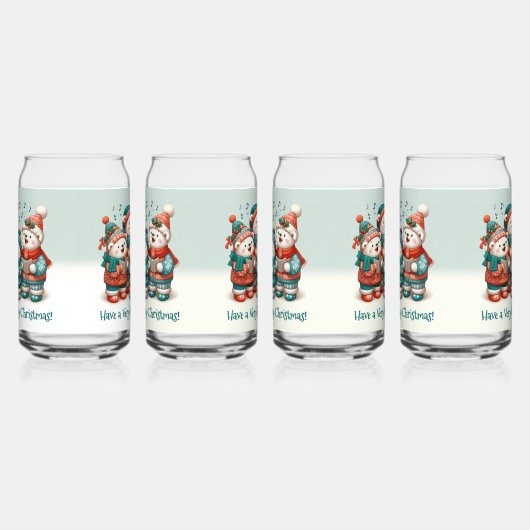 可愛いホッキョクグマの歌は非常に早いクリスマスを持っている！ ガラス缶 (左)