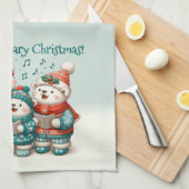 可愛いホッキョクグマの歌は非常に早いクリスマスを持っている！ キッチンタオル (四つ折り)