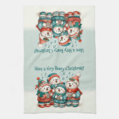 可愛いホッキョクグマの歌は非常に早いクリスマスを持っている！ キッチンタオル (縦)