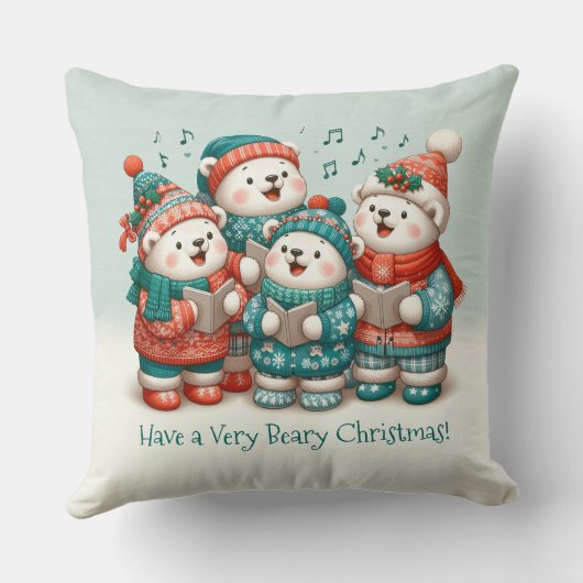 可愛いホッキョクグマの歌は非常に早いクリスマスを持っている! クッション (裏面)