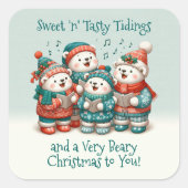 可愛いホッキョクグマの歌は非常に早いクリスマスを持っている! スクエアシール (正面)