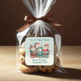 可愛いホッキョクグマの歌は非常に早いクリスマスを持っている！ スクエアシール