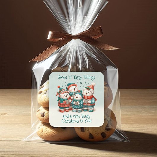 可愛いホッキョクグマの歌は非常に早いクリスマスを持っている! スクエアシール