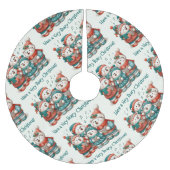 可愛いホッキョクグマの歌は非常に早いクリスマスを持っている！ ブラッシュドポリエステルツリースカート (正面)