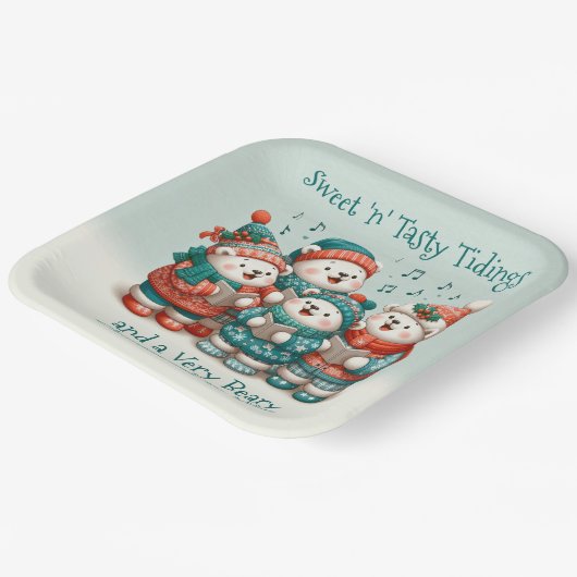 可愛いホッキョクグマの歌は非常に早いクリスマスを持っている! ペーパープレート (傾斜あり)