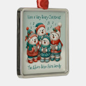 可愛いホッキョクグマの歌は非常に早いクリスマスを持っている! メタルオーナメント (右)