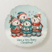 可愛いホッキョクグマの歌は非常に早いクリスマスを持っている! ラウンドクッション (正面)