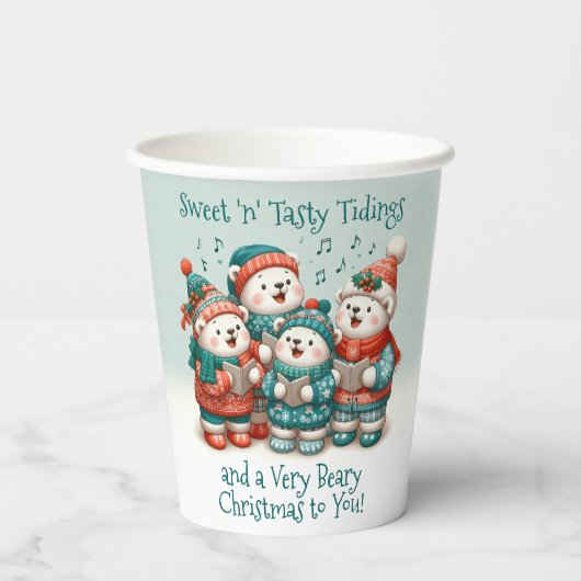 可愛いホッキョクグマの歌は非常に早いクリスマスを持っている！ 紙コップ (裏面)