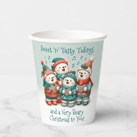 可愛いホッキョクグマの歌は非常に早いクリスマスを持っている！ 紙コップ (正面)