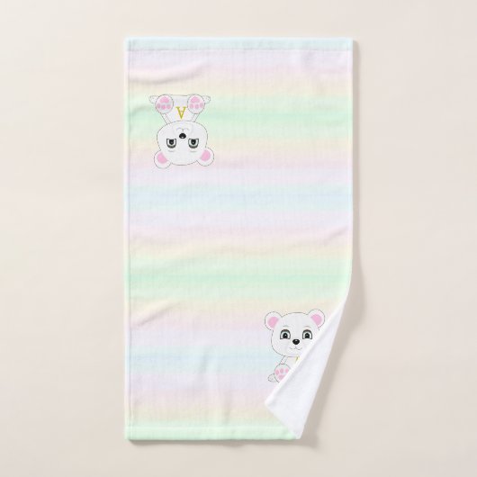 可愛いホッキョクグマの色数々ののパステルシェード バスタオルセット (ハンドタオル)