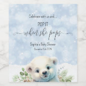 可愛いホッキョクグマポップ・アートの彼女がポップボトルラベル ワインラベル (シングルラベル)