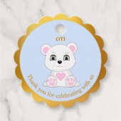 可愛いホッキョク感謝していロクマは黄金とライトブルー フェイバータグ (正面)