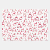 可愛いホットコーヒーシームレスパターンホワイトバックグラウンド ラッピングペーパーシート (正面)