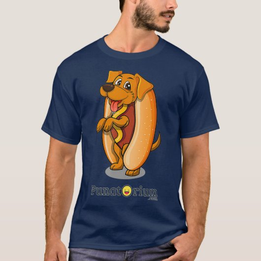 可愛いホットドッグホットドッグの子犬のパおもしろいプンジョーク Tシャツ (正面)