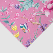 可愛いホットピンクフローラ&蝶パターン 薄葉紙 (詳細)