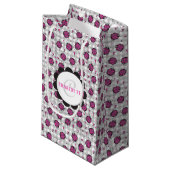 可愛いホットピンク&ブラックレディバグスケッチパターンキッズ スモールペーパーバッグ (正面アングル)