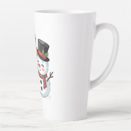 可愛いホリデートナカイと雪だるま カフェラテマグ