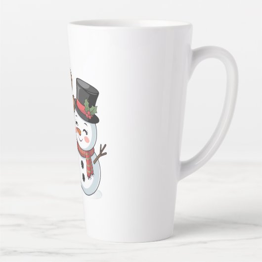 可愛いホリデートナカイと雪だるま カフェラテマグ (右)