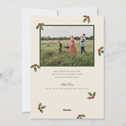 可愛いホリークリスマスフォトホリデーカード シーズンカード (裏面)