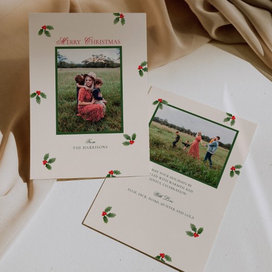 可愛いホリークリスマスフォトホリデーカード シーズンカード
