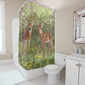 可愛いホワイテールディアツイン シャワーカーテン (インサイチュ)