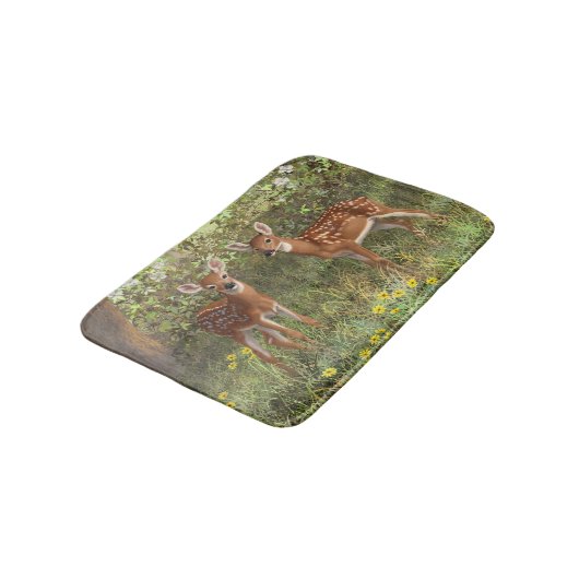 可愛いホワイテールディアツイン バスマット (アングル)