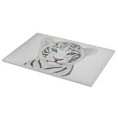 可愛いホワイトタイガーアート – かわいい野生動物アート カッティングボード (角)