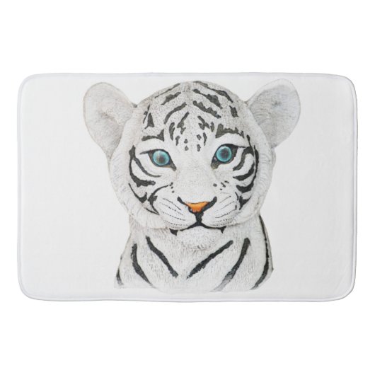 可愛いホワイトタイガーアート – かわいい野生動物アート バスマット (正面)