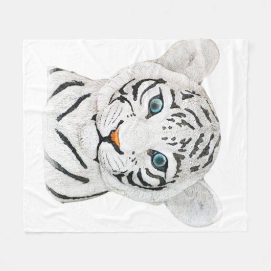 可愛いホワイトタイガーアート – かわいい野生動物アート フリースブランケット (正面(横))