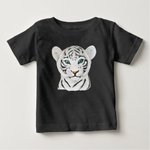 可愛いホワイトタイガーアート – かわいい野生動物アート ベビーTシャツ