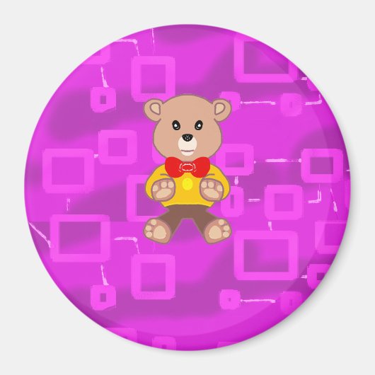 可愛いボウタイテディベアピンク幾何磁石 マグネット (正面)