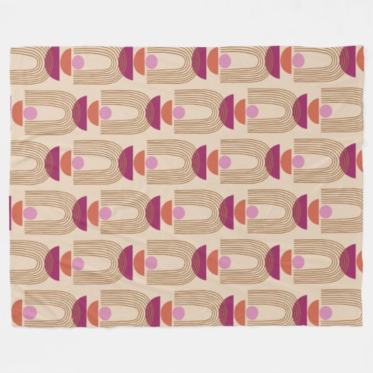 可愛いボウホアーチラインの形状明るい赤紫色と金ゴールド フリースブランケット (正面(横))