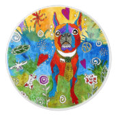 可愛いボストカラフルンテリアのドアノブ セラミックノブ (正面)