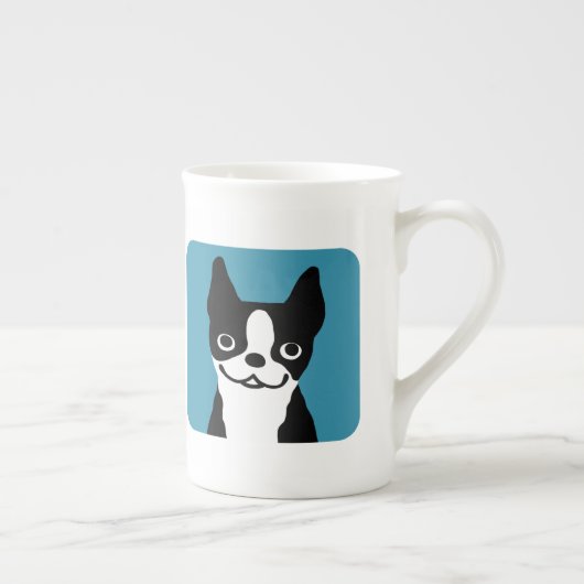 可愛いボストンテリア漫画の犬 ボーンチャイナマグカップ (右)