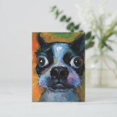 可愛いボストンテリア犬の子犬のポートレート製品 ポストカード (スタンド正面)