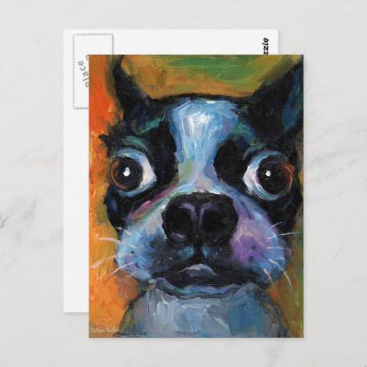 可愛いボストンテリア犬の子犬のポートレート製品 ポストカード (正面/裏面)