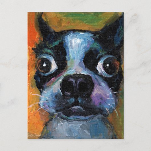 可愛いボストンテリア犬の子犬のポートレート製品 ポストカード (正面)