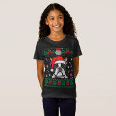 可愛いボストンテリア犬の醜いクリスマスセーターSan Tシャツ (正面フル)