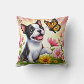 可愛いボストンテリア遊パピーと蝶 クッション (裏面)