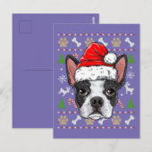 可愛いボストンテリア醜いクリスマスセーターサンタ ポストカード (正面/裏面)